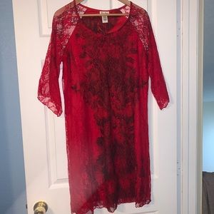 Brittany Black Red Lace Dress